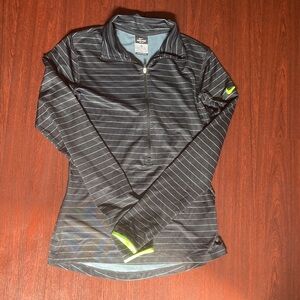 Womens Nike Pro Dri-Fit Black & Gray Striped Longsleeve Shirt Size M